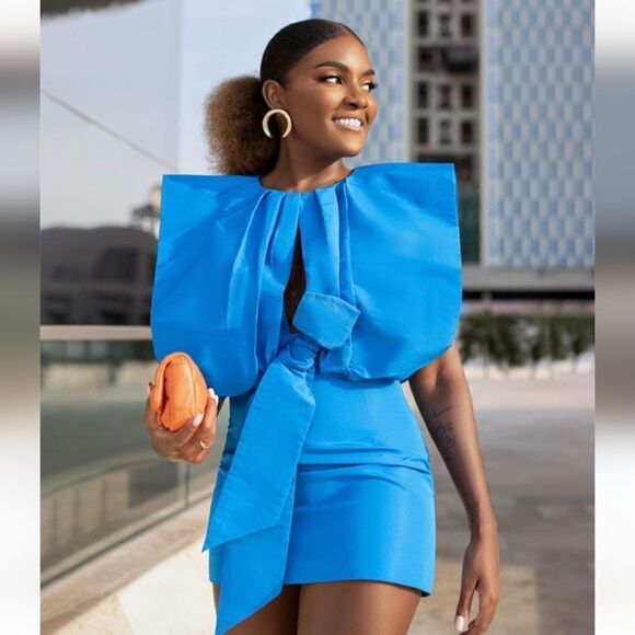 BLOGGERS FAV ZARA NWT VOLUMINOUS TOP DRESS LIMITED EDITION BLUE - Picture 3 of 14